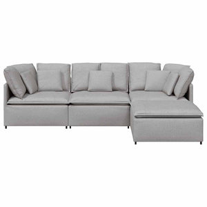 vidaXL Divano Modulare con Poggiapiedi e Cuscini Tessuto Grigio Nuvola