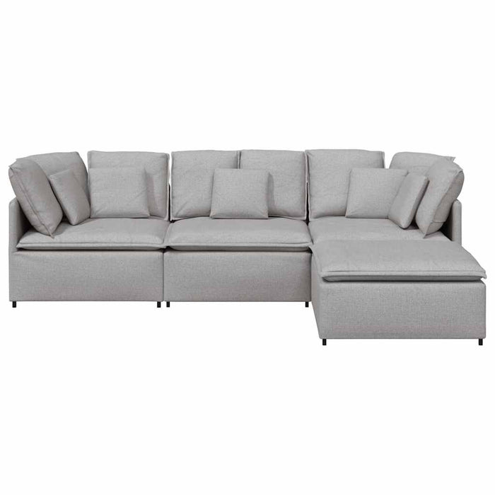 vidaXL Divano Modulare con Poggiapiedi e Cuscini Tessuto Grigio Nuvola