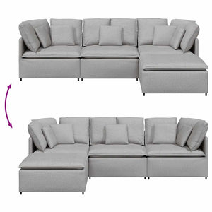 vidaXL Divano Modulare con Poggiapiedi e Cuscini Tessuto Grigio Nuvola