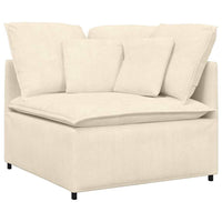 vidaXL Divano Modulare con Poggiapiedi e Cuscini Tessuto a Coste Crema