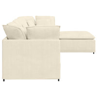 vidaXL Divano Modulare con Poggiapiedi e Cuscini Tessuto a Coste Crema