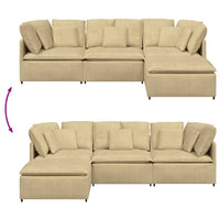 Divano Modulare con Poggiapiedi e Cuscini Verde Grigio