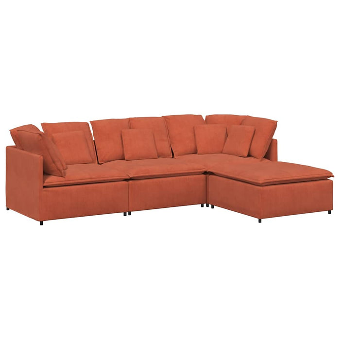 vidaXL Divano Modulare con Poggiapiedi e Cuscini Rosso Arancione