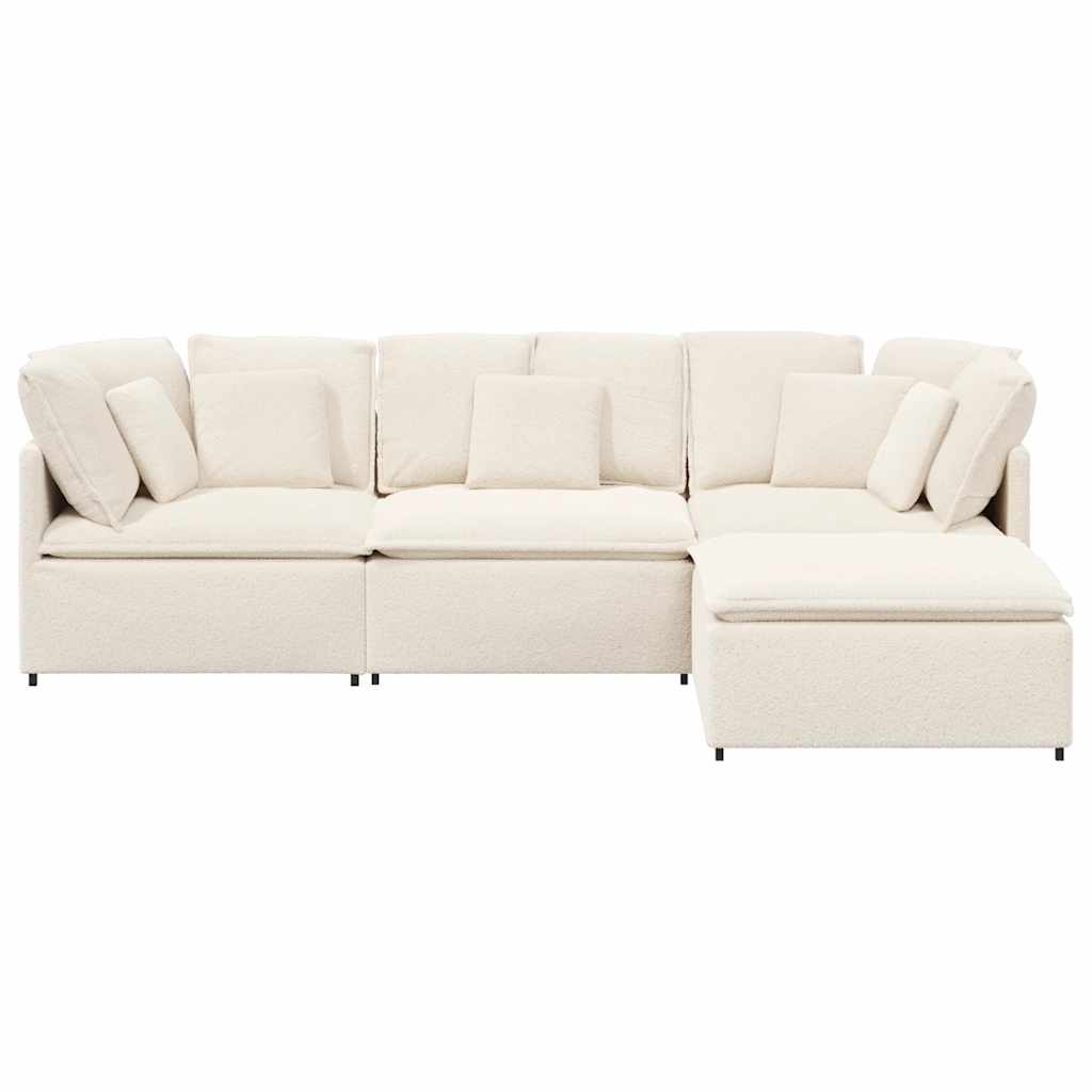 vidaXL Divano Modulare con Poggiapiedi e Cuscini Crema