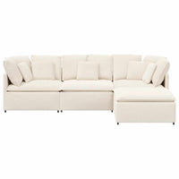 vidaXL Divano Modulare con Poggiapiedi e Cuscini Crema