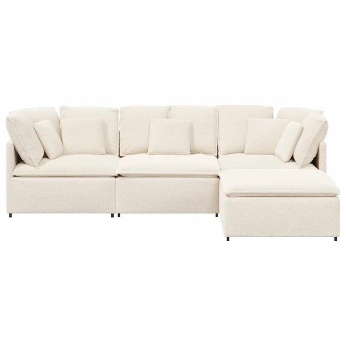 vidaXL Divano Modulare con Poggiapiedi e Cuscini Crema