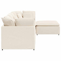 vidaXL Divano Modulare con Poggiapiedi e Cuscini Crema