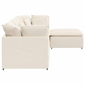 vidaXL Divano Modulare con Poggiapiedi e Cuscini Crema
