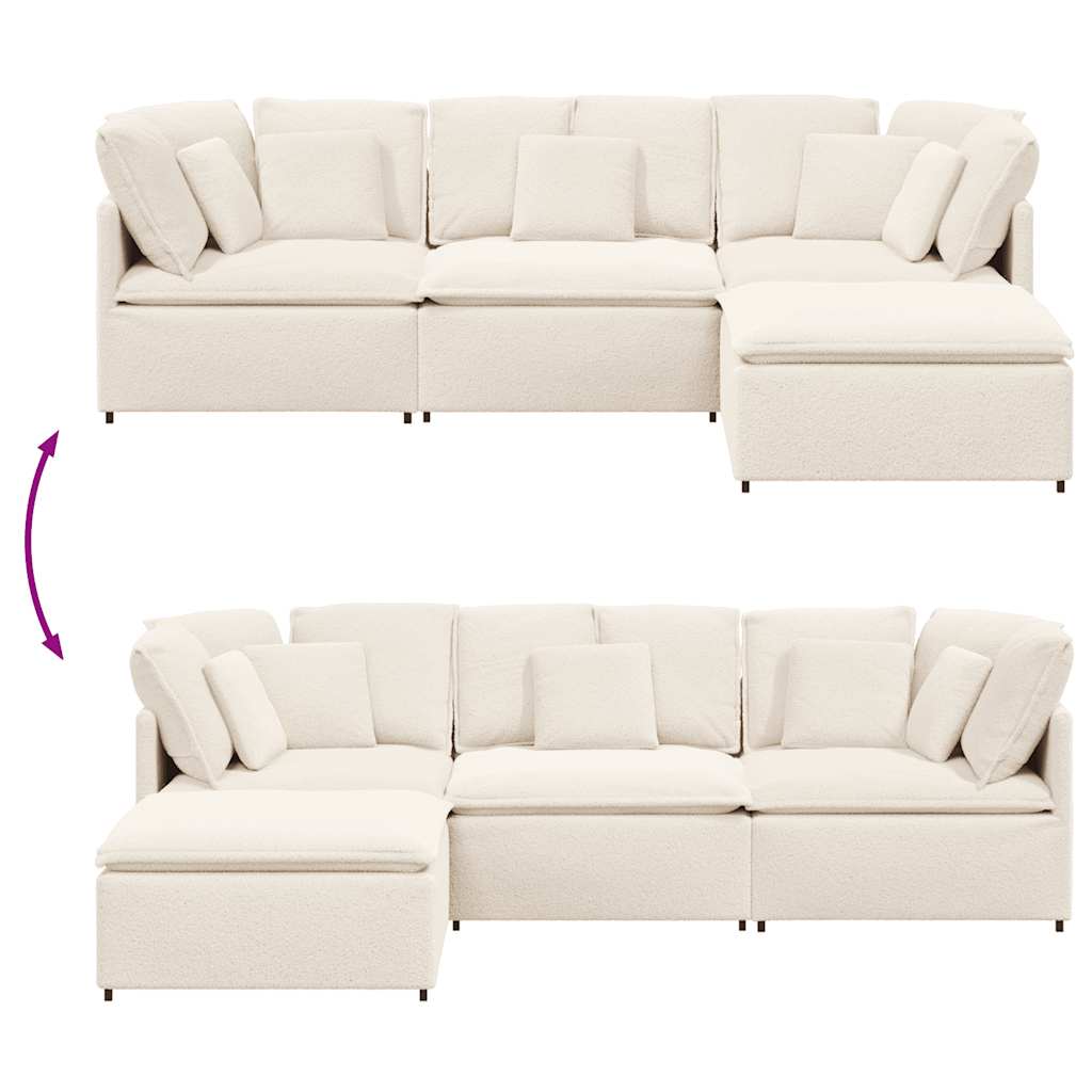 vidaXL Divano Modulare con Poggiapiedi e Cuscini Crema