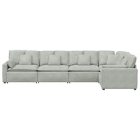 Divano Modulare con Cuscini in Velluto Grigio Chiaro 3321328