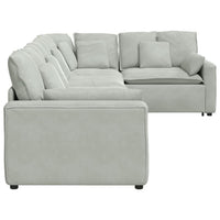 Divano Modulare con Cuscini in Velluto Grigio Chiaro 3321328