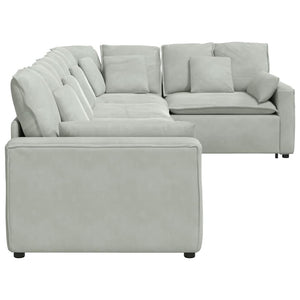 Divano Modulare con Cuscini in Velluto Grigio Chiaro 3321328