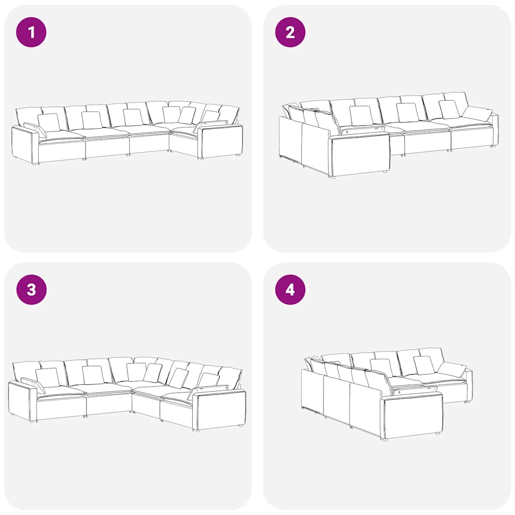 Divano Modulare con Cuscini in Velluto Grigio Chiaro 3321328