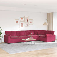 vidaXL Divano Modulare con Cuscini in Velluto Rosso Vino