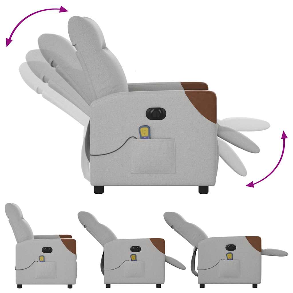 Poltrona Reclinabile Massaggio Elettrica Grigio Nuvola Tessuto 3323997