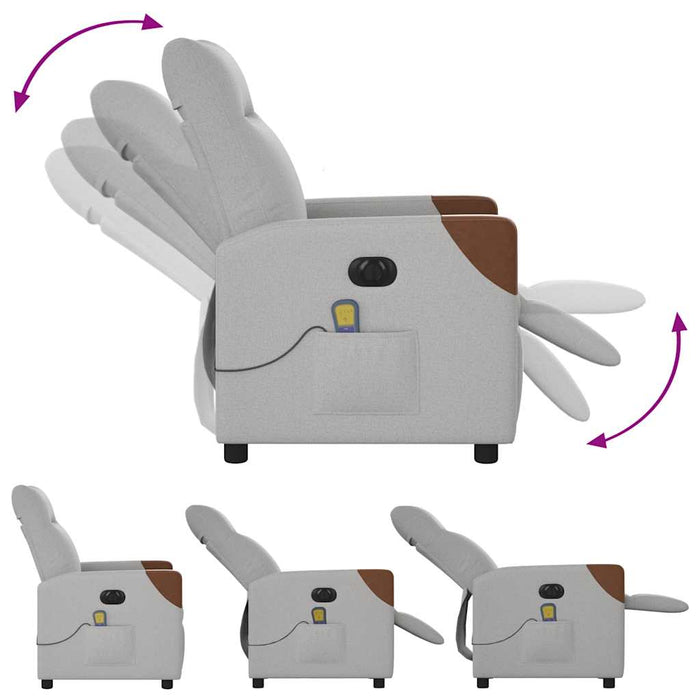 Poltrona Reclinabile Massaggio Elettrica Grigio Nuvola Tessuto 3323997