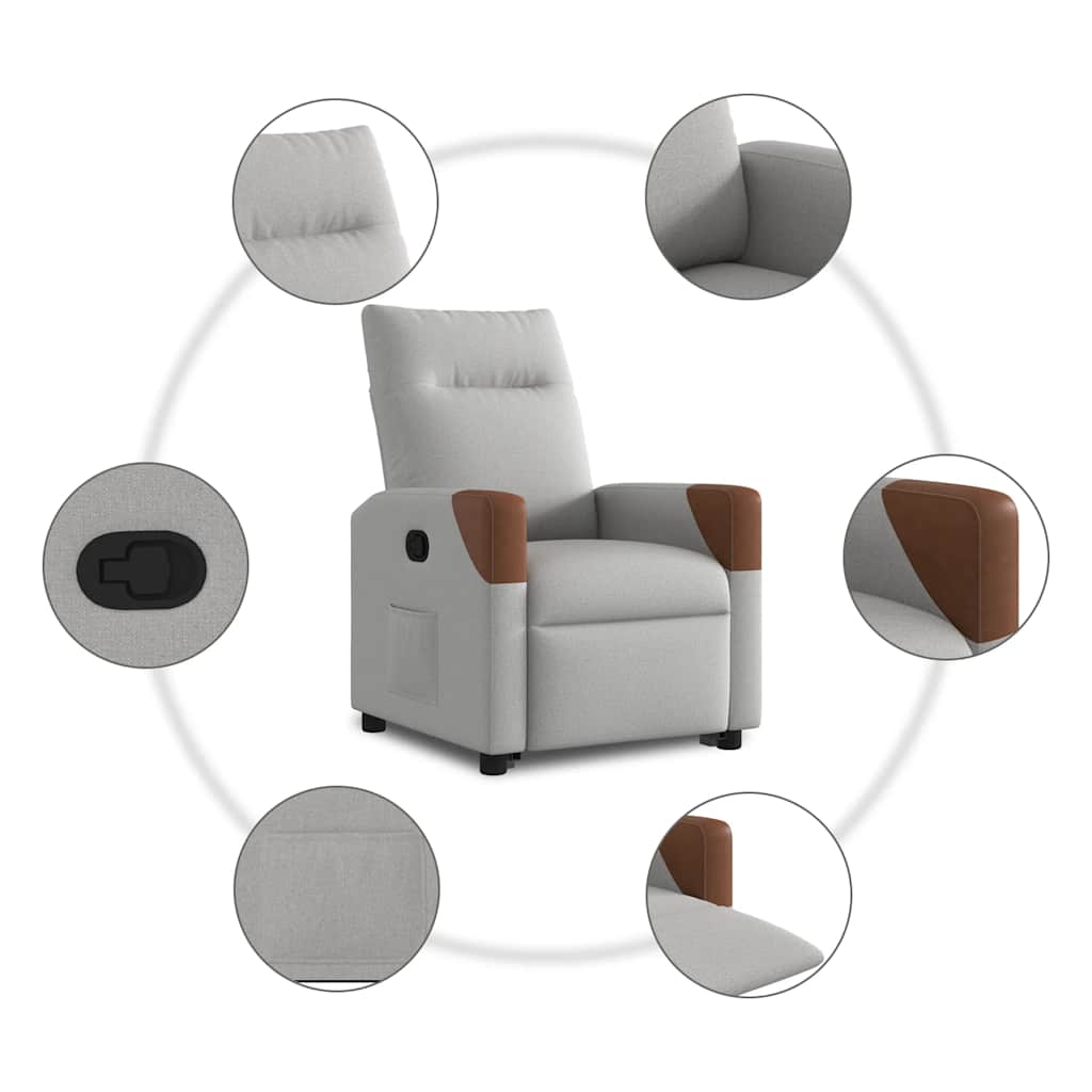 Poltrona Alzapersona Reclinabile Grigio Nuvola in Tessuto 3324005