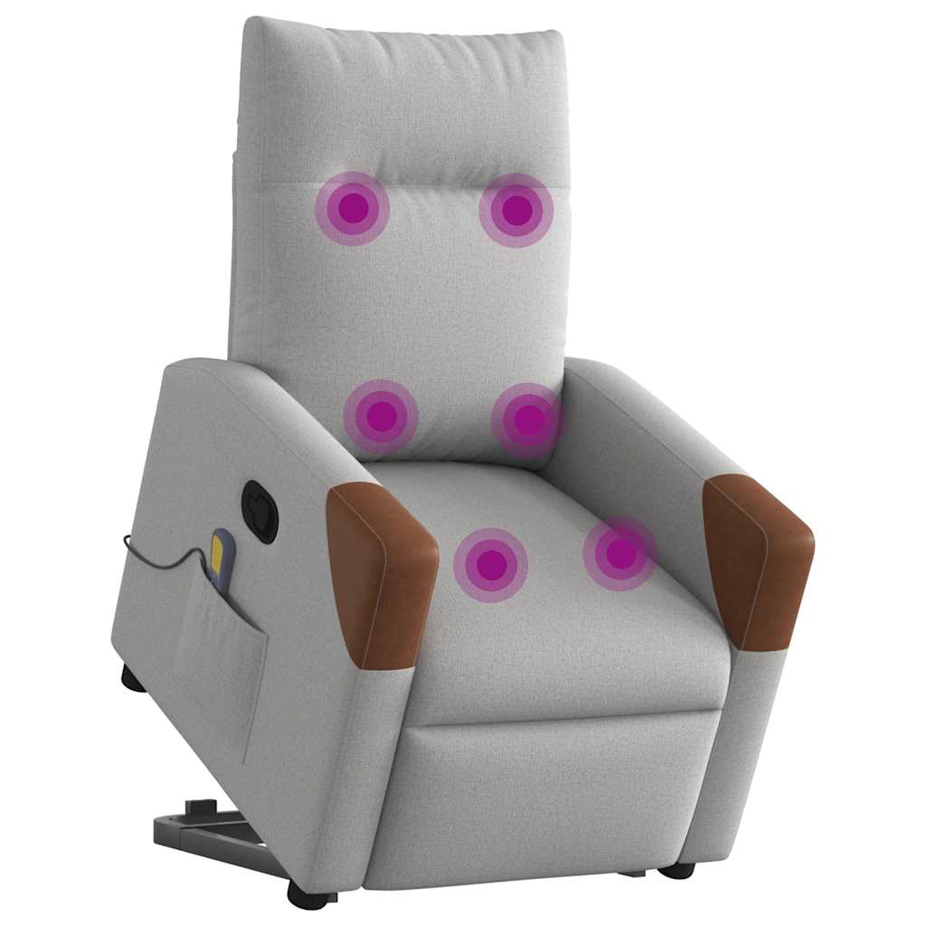 Poltrona Alzapersona Massaggi Reclinabile Grigio Nuvola Tessuto 3324013