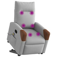 Poltrona Alzapersona Massaggi Reclinabile Grigio Nuvola Tessuto 3324013