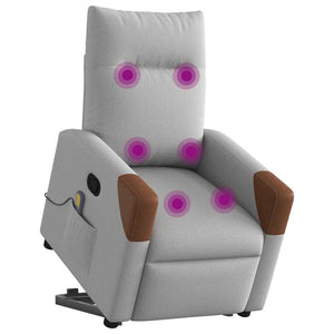 Poltrona Alzapersona Massaggi Reclinabile Grigio Nuvola Tessuto 3324013