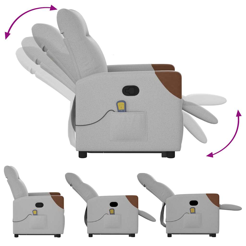 Poltrona Alzapersona Massaggi Reclinabile Grigio Nuvola Tessuto 3324013