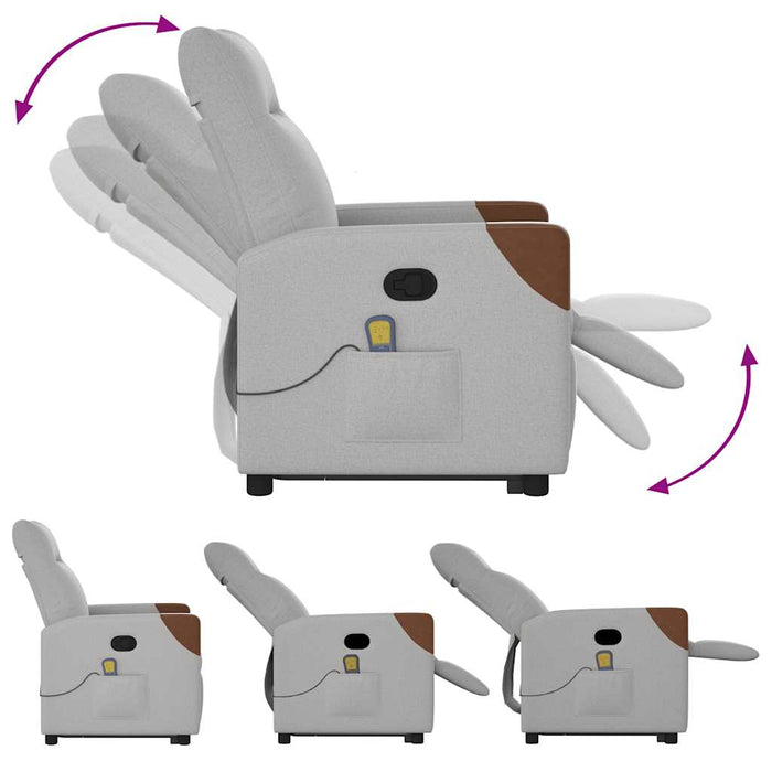 Poltrona Alzapersona Massaggi Reclinabile Grigio Nuvola Tessuto 3324013