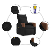 Poltrona Alzapersona Massaggiante Reclinabile Nera in Tessuto 3324016