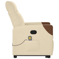 Poltrona Alzapersona Massaggiante Reclinabile Crema in Tessuto 3324018