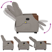 Poltrona Alzapersona Massaggiante Reclinabile Tortora Tessuto 3324019