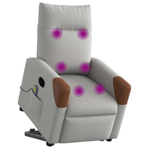 vidaXL Poltrona Alzapersona Massaggi Elettrica Grigio Nuvola Tessuto
