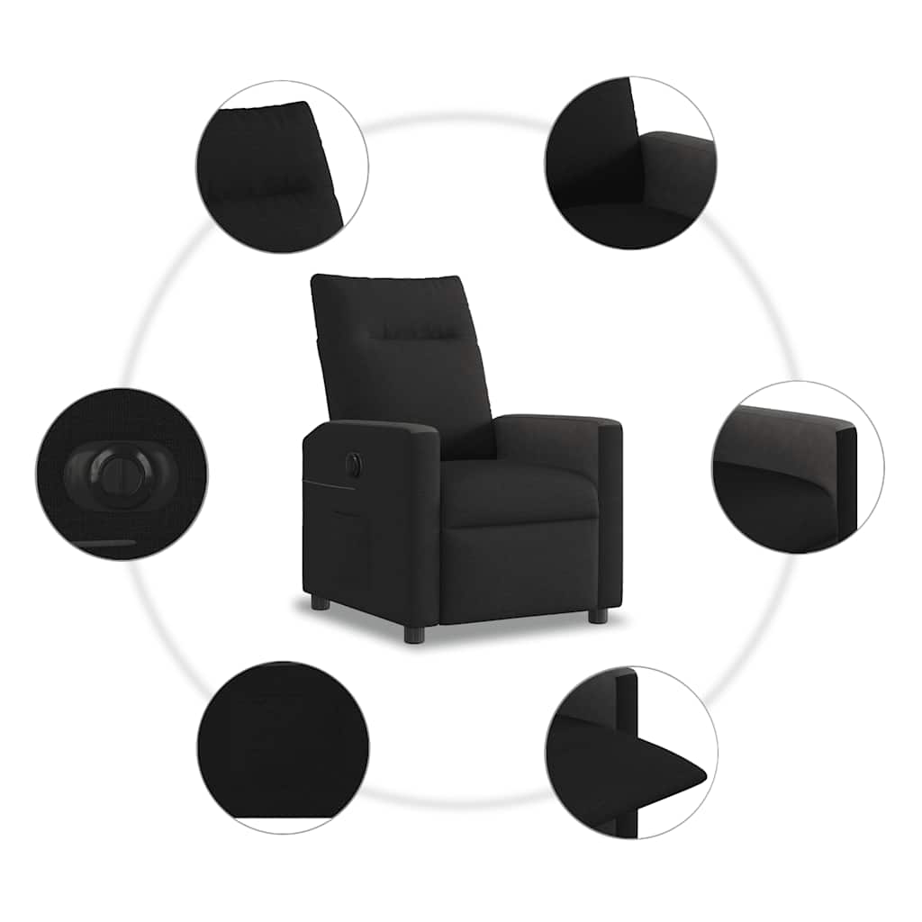 vidaXL Poltrona Elettrica Reclinabile Nera in Tessuto