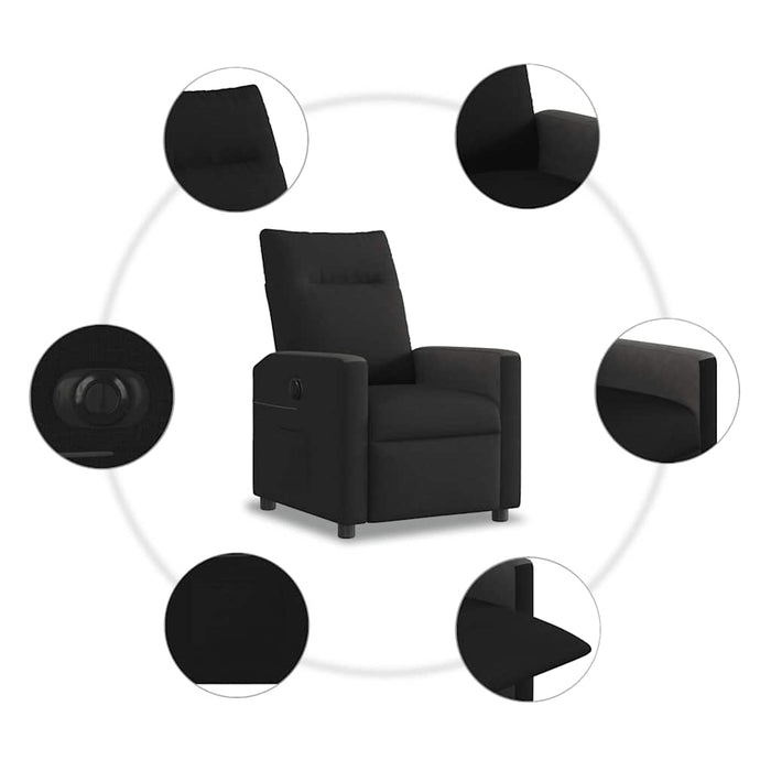 vidaXL Poltrona Elettrica Reclinabile Nera in Tessuto