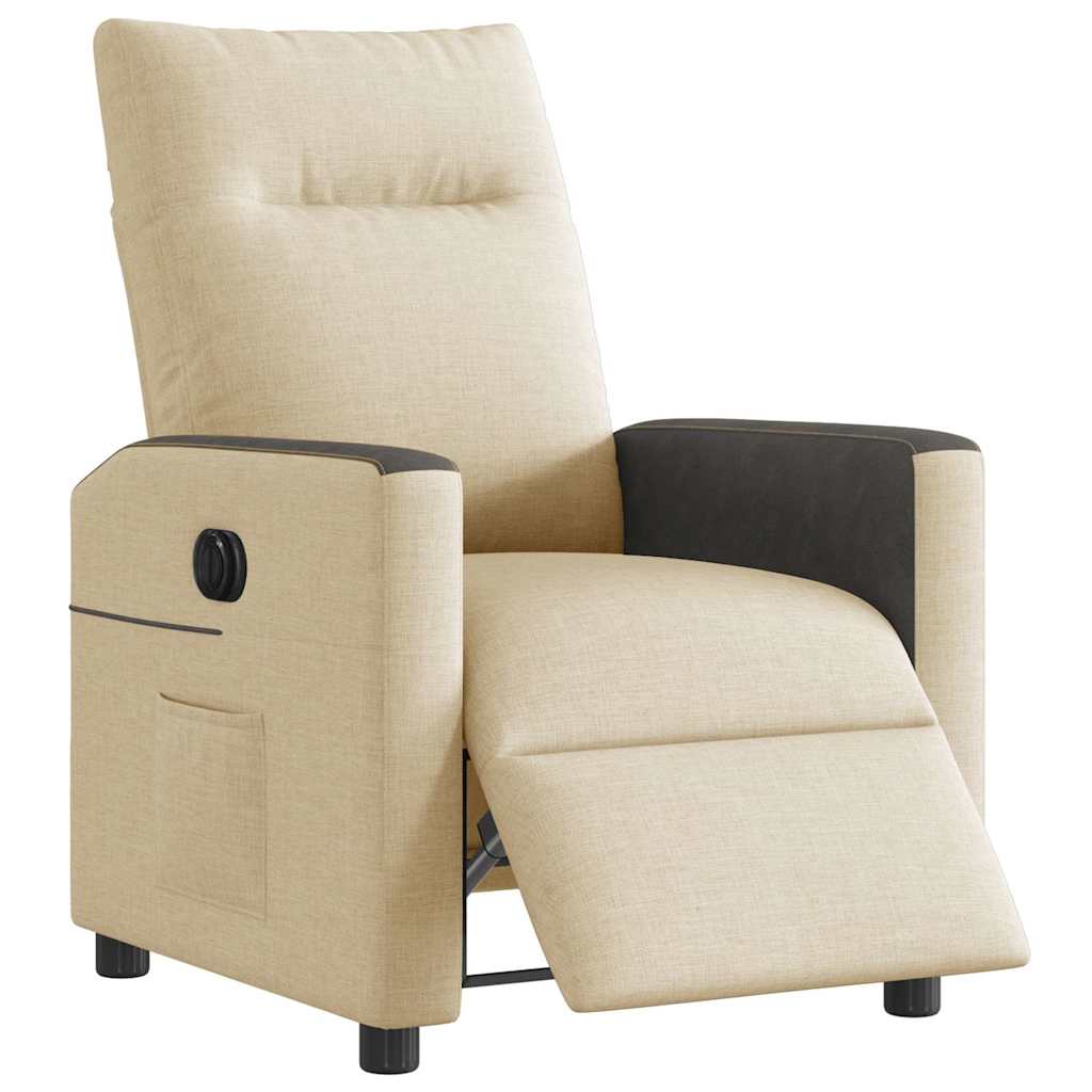 vidaXL Poltrona Elettrica Reclinabile Crema in Tessuto