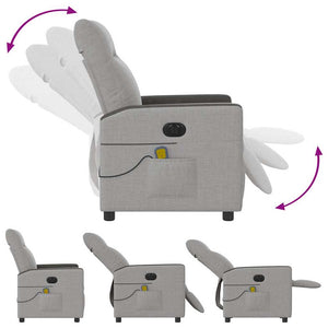 Poltrona Reclinabile Massaggio Elettrica Grigio Nuvola Tessuto 3324044