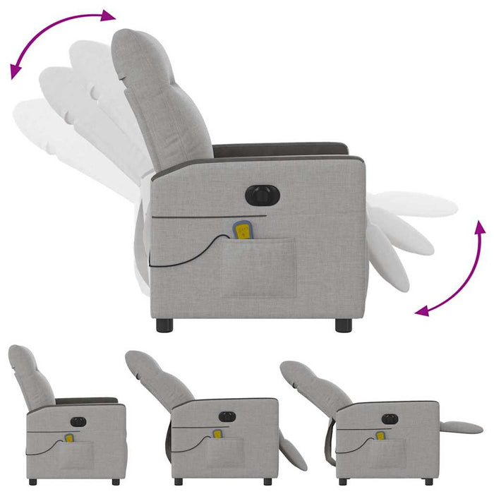 Poltrona Reclinabile Massaggio Elettrica Grigio Nuvola Tessuto 3324044