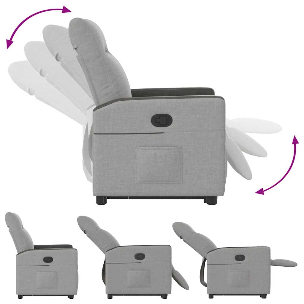 Poltrona Alzapersona Reclinabile Grigio Nuvola in Tessuto 3324051