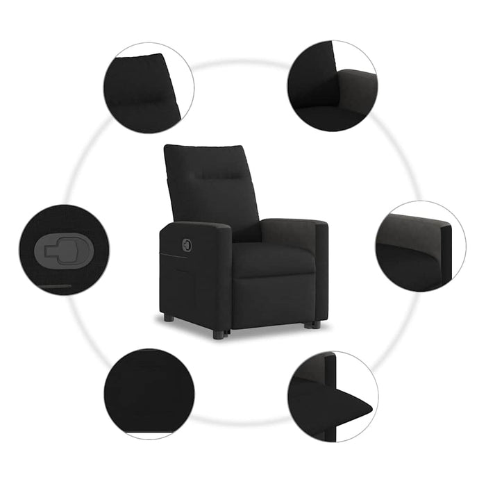 Poltrona Alzapersona Reclinabile Nera in Tessuto 3324054