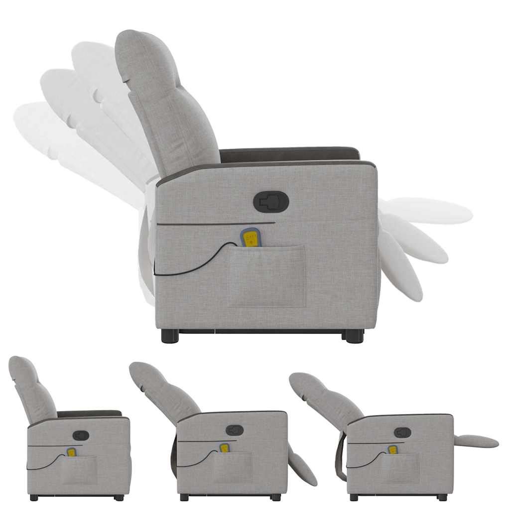 Poltrona Alzapersona Massaggi Reclinabile Grigio Nuvola Tessuto 3324058