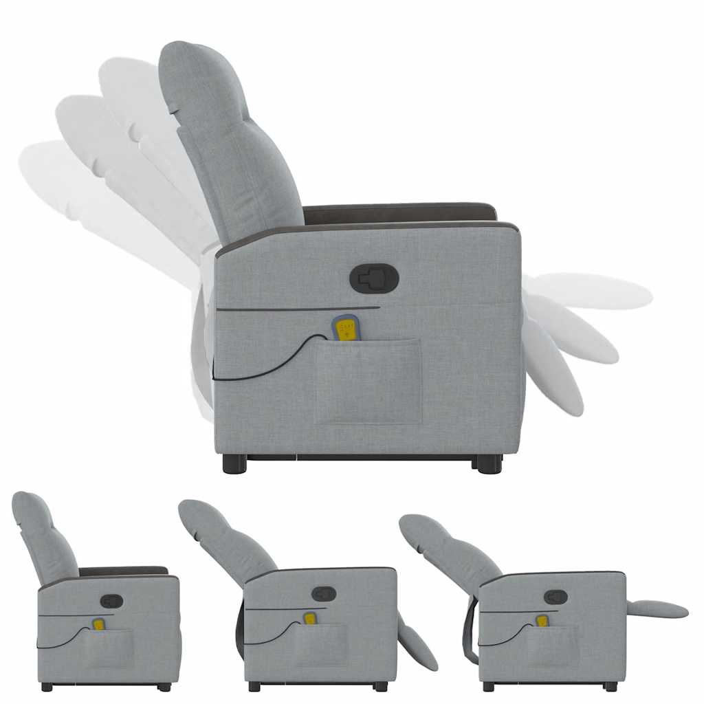 Poltrona Alzapersona Massaggi Reclinabile Grigio Chiaro Tessuto 3324059