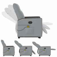 Poltrona Alzapersona Massaggi Reclinabile Grigio Chiaro Tessuto 3324059