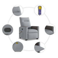 Poltrona Alzapersona Massaggi Reclinabile Grigio Chiaro Tessuto 3324059