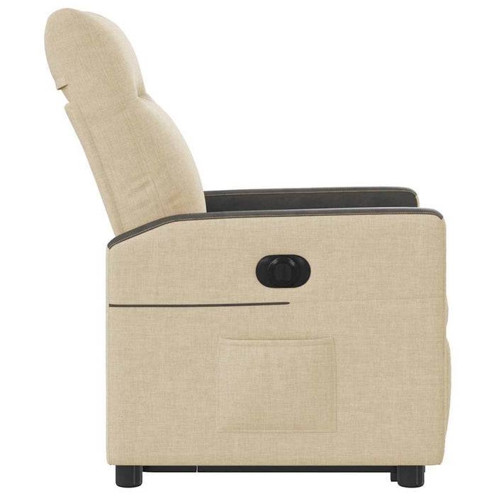 Poltrona Alzapersona Reclinabile Elettrica Crema in Tessuto 3324070