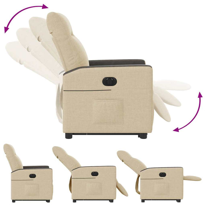 Poltrona Alzapersona Reclinabile Elettrica Crema in Tessuto 3324070