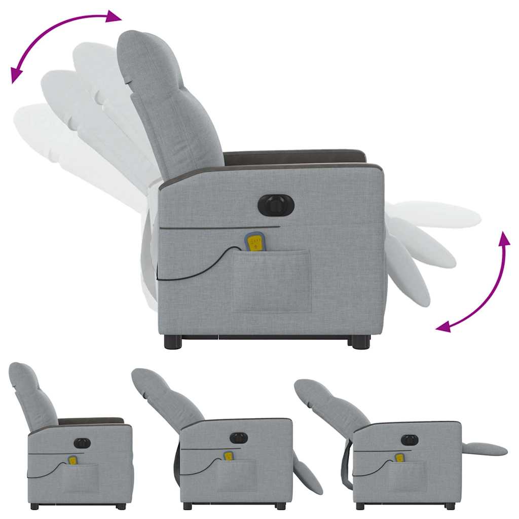 Poltrona Alzapersona Massaggi Elettrica Grigio Chiaro Tessuto 3324073