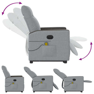 Poltrona Alzapersona Massaggi Elettrica Grigio Chiaro Tessuto 3324073