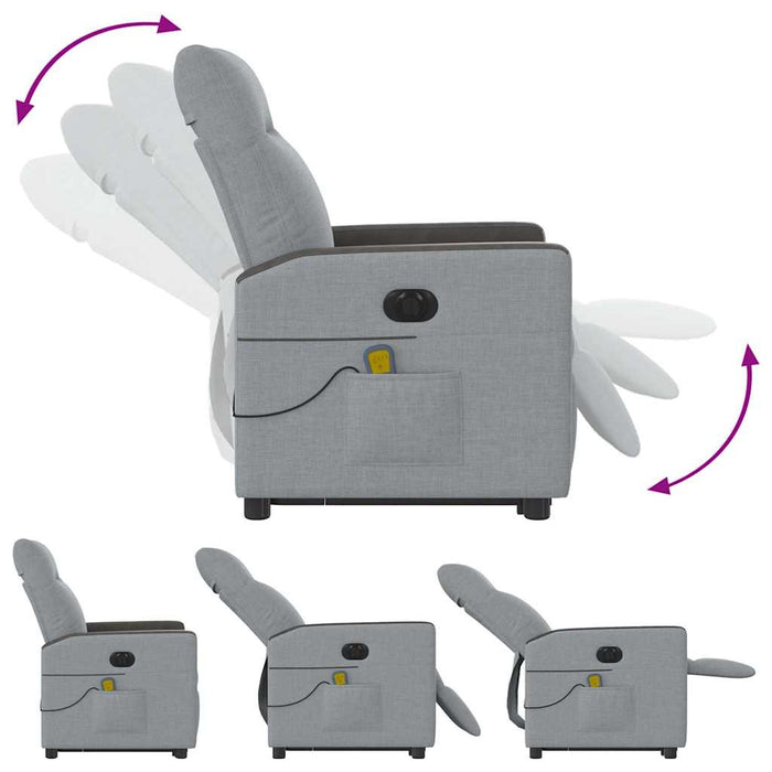 Poltrona Alzapersona Massaggi Elettrica Grigio Chiaro Tessuto 3324073