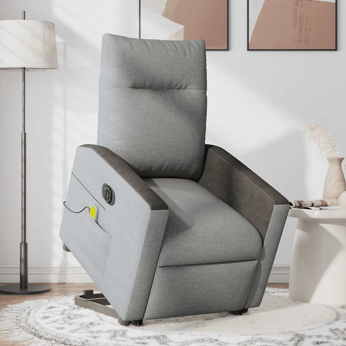 Poltrona Alzapersona Massaggi Elettrica Grigio Chiaro Tessuto 3324073