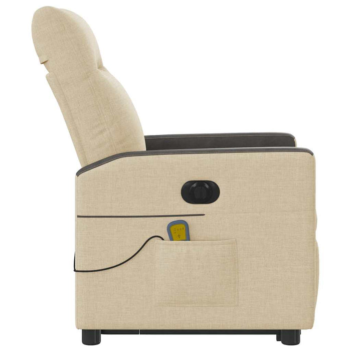 Poltrona Alzapersona Massaggiante Elettrica Crema in Tessuto 3324077