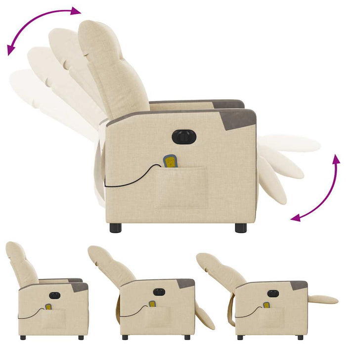 Poltrona Reclinabile Massaggiante Elettrica Crema in Tessuto 3324088