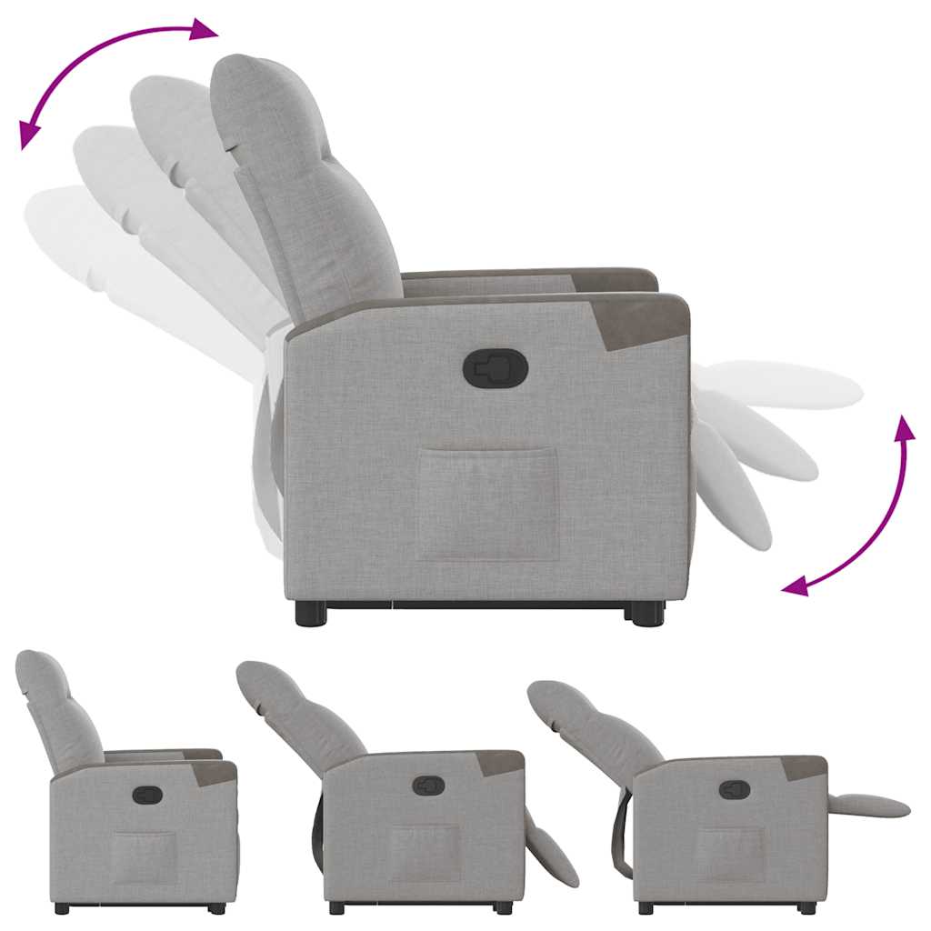 Poltrona Alzapersona Reclinabile Grigio Nuvola in Tessuto 3324089